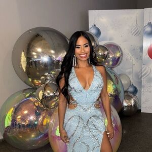 Elegant Light Blue Gown with Silver Accents